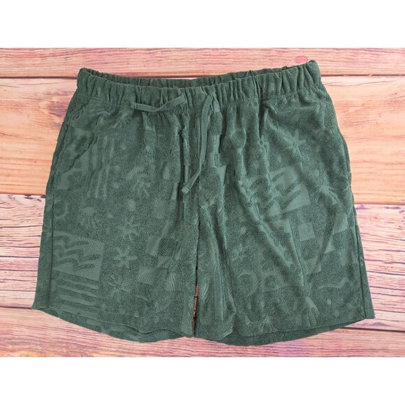 Negative Space Mens XL Terrycloth Green Patterned Lounge Shorts - Picture 1 of 6